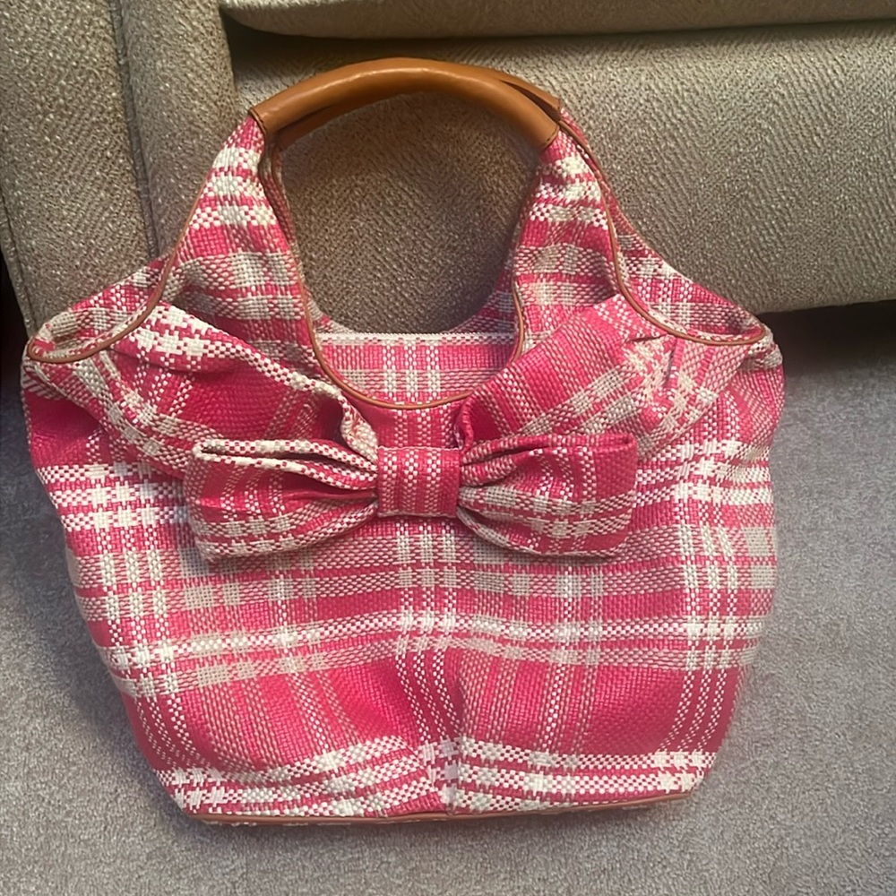 NWOT Kate Spade Pink Plaid Bow Purse